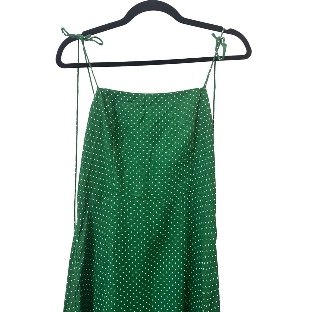 REFORMATION Polka Dot Midi Dress Green Sz 4 - Picture 4 of 5